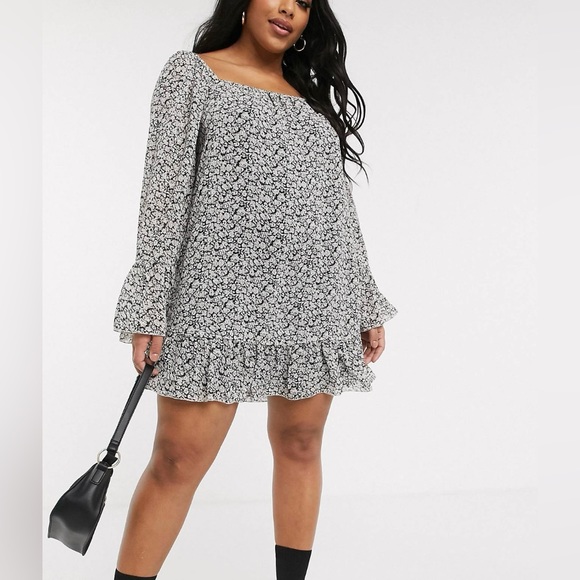 ASOS Curve flared sleeve smock floral dress US size 20 - Picture 4 of 4